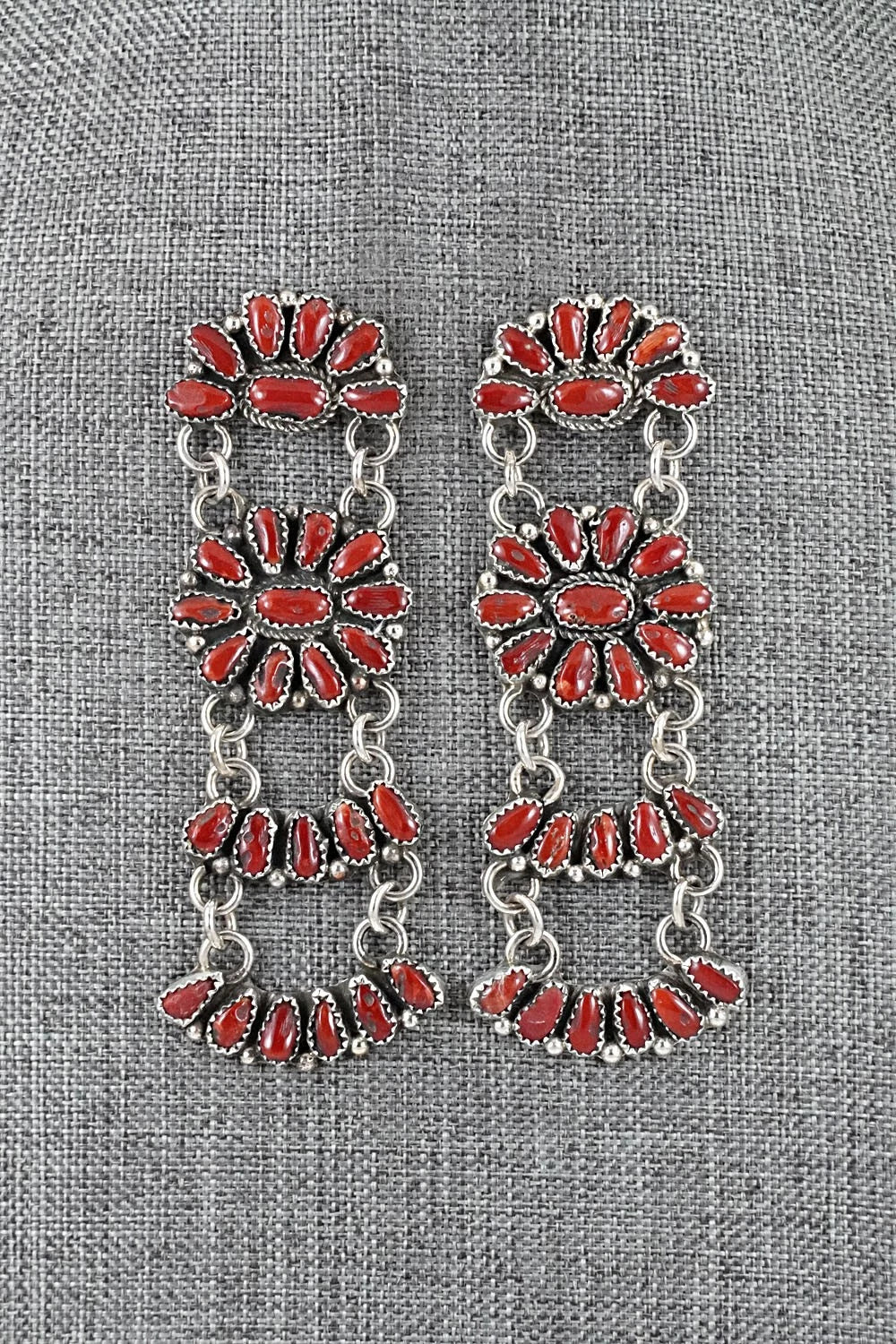 Coral & Sterling Silver Earrings - Justina Wilson
