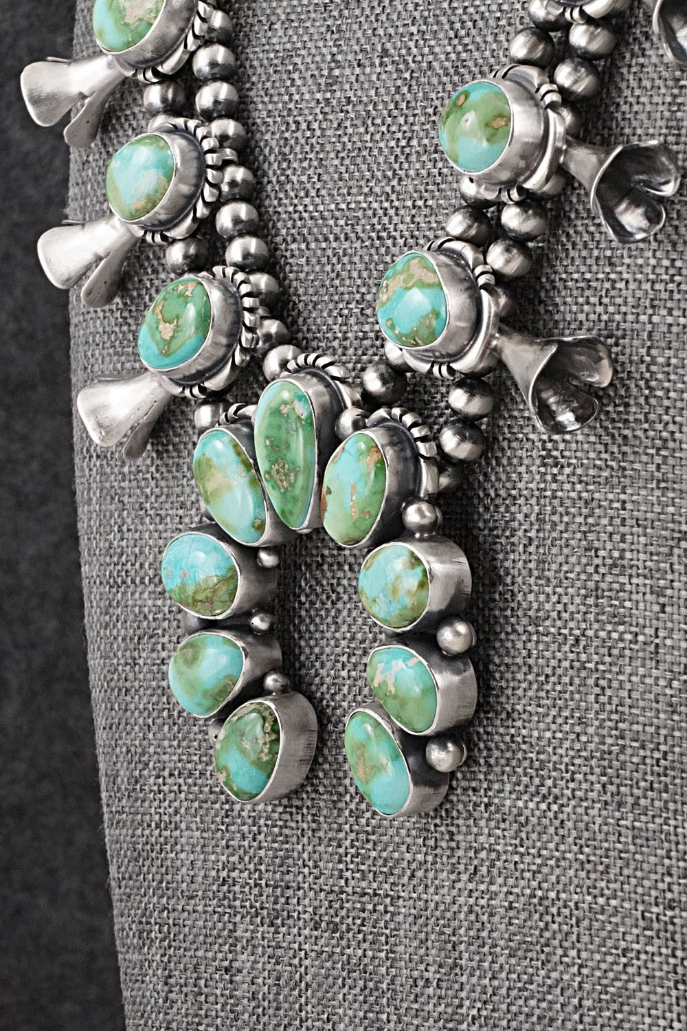 Turquoise & Sterling Silver Squash Blossom Set - Mark Yazzie