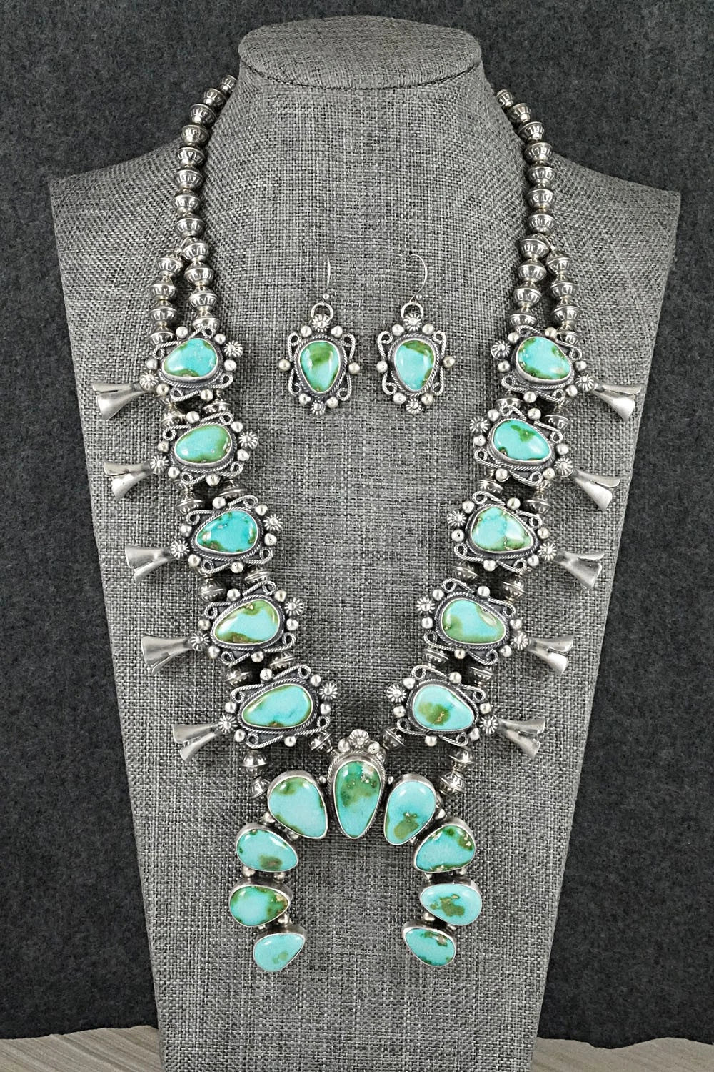 Turquoise & Sterling Silver Squash Blossom Set - Kathleen Livingston
