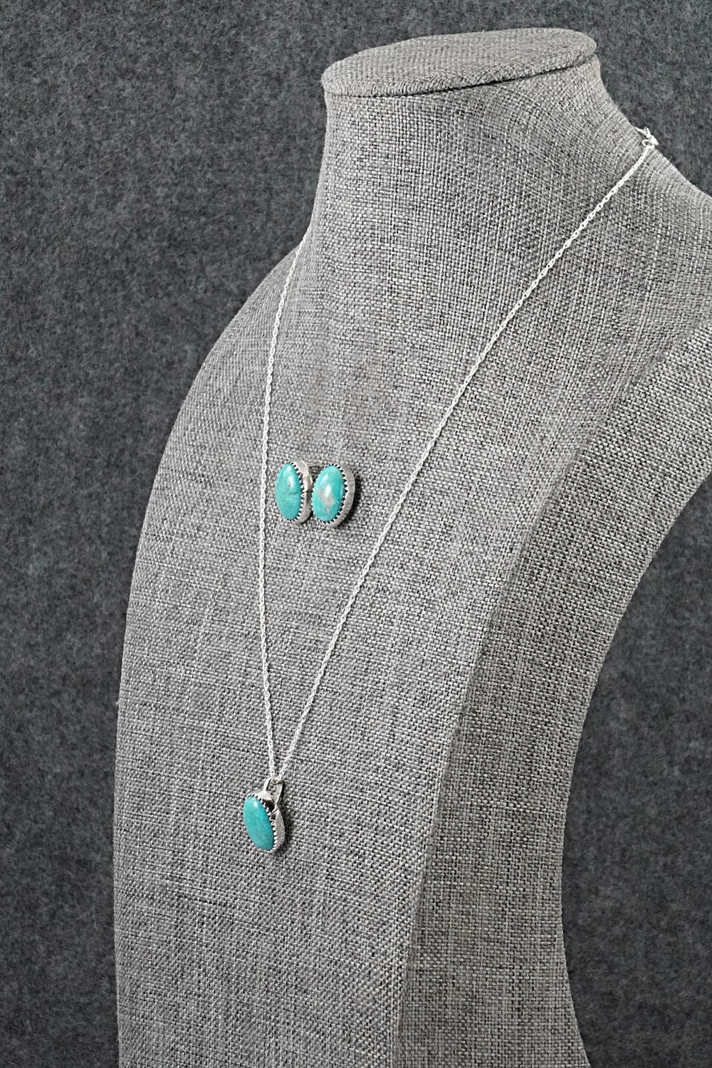 Turquoise & Sterling Silver Necklace Set - Murray Hannaweeka