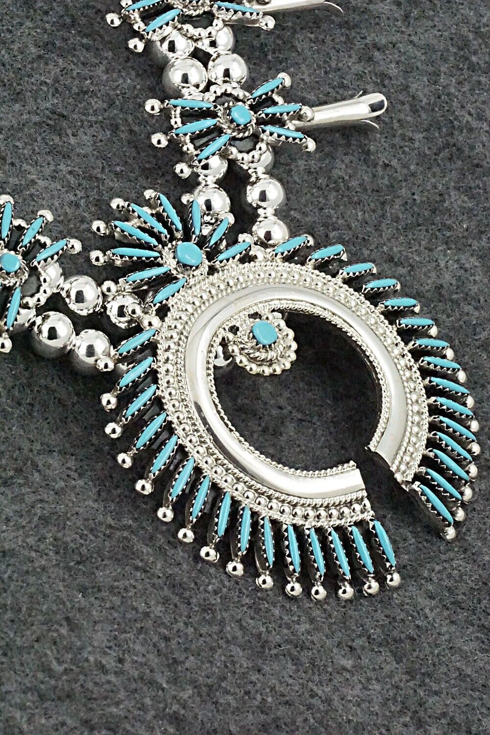 Turquoise & Sterling Silver Squash Blossom Set - Jack Etsate