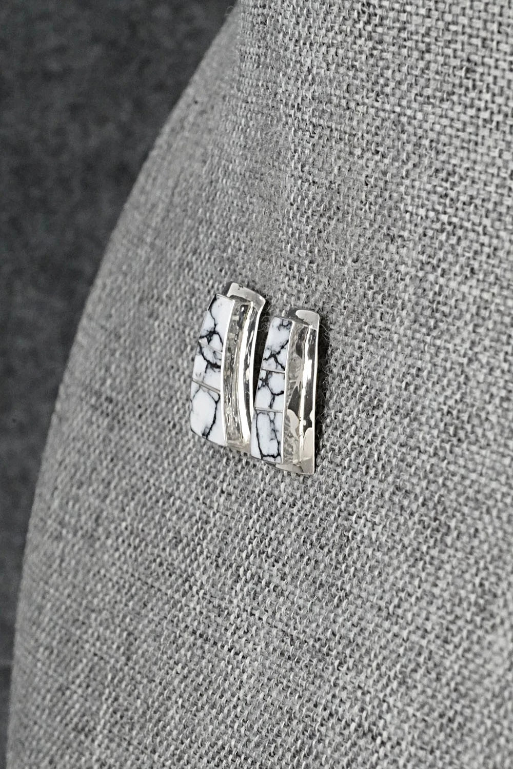 White Buffalo & Sterling Silver Earrings - Nathaniel Johnson
