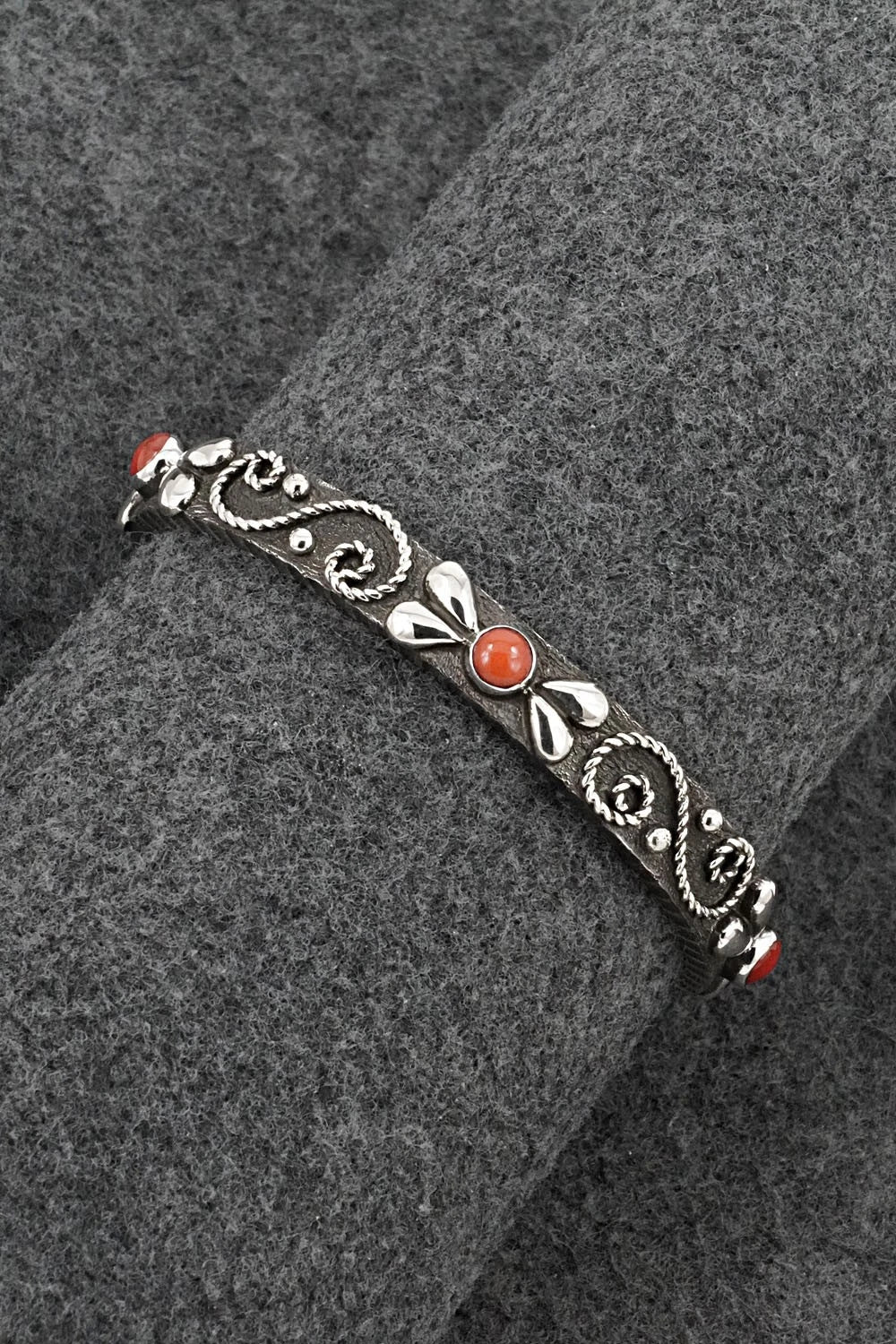Coral & Sterling Silver Bracelet - Ernest Rangel
