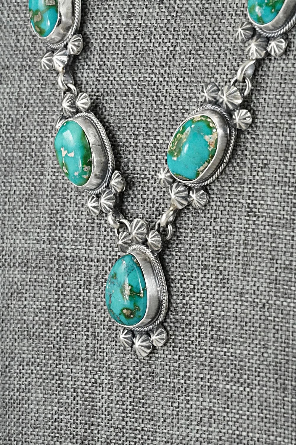 Turquoise & Sterling Silver Necklace and Earrings Set - Darrin Livingston