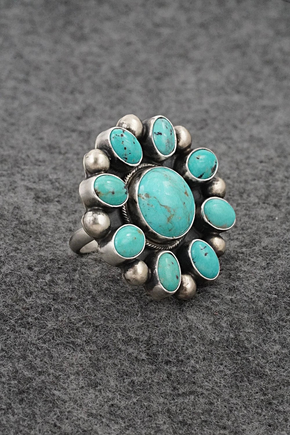 Turquoise & Sterling Silver Ring - Kathleen Livingston - Size Adjustable