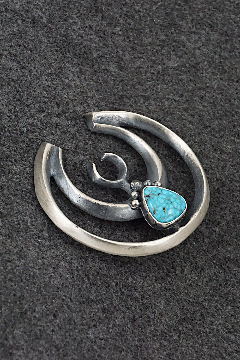 Turquoise & Sterling Silver Naja Pendant - Harrison Bitsue