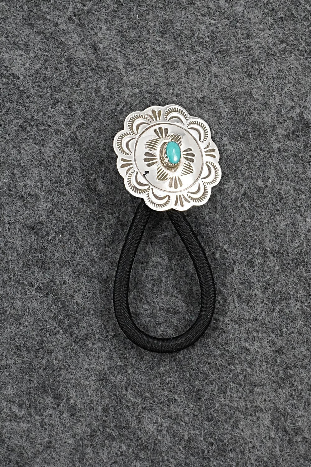 Turquoise & Sterling Silver Hair Tie - Bertha Begay