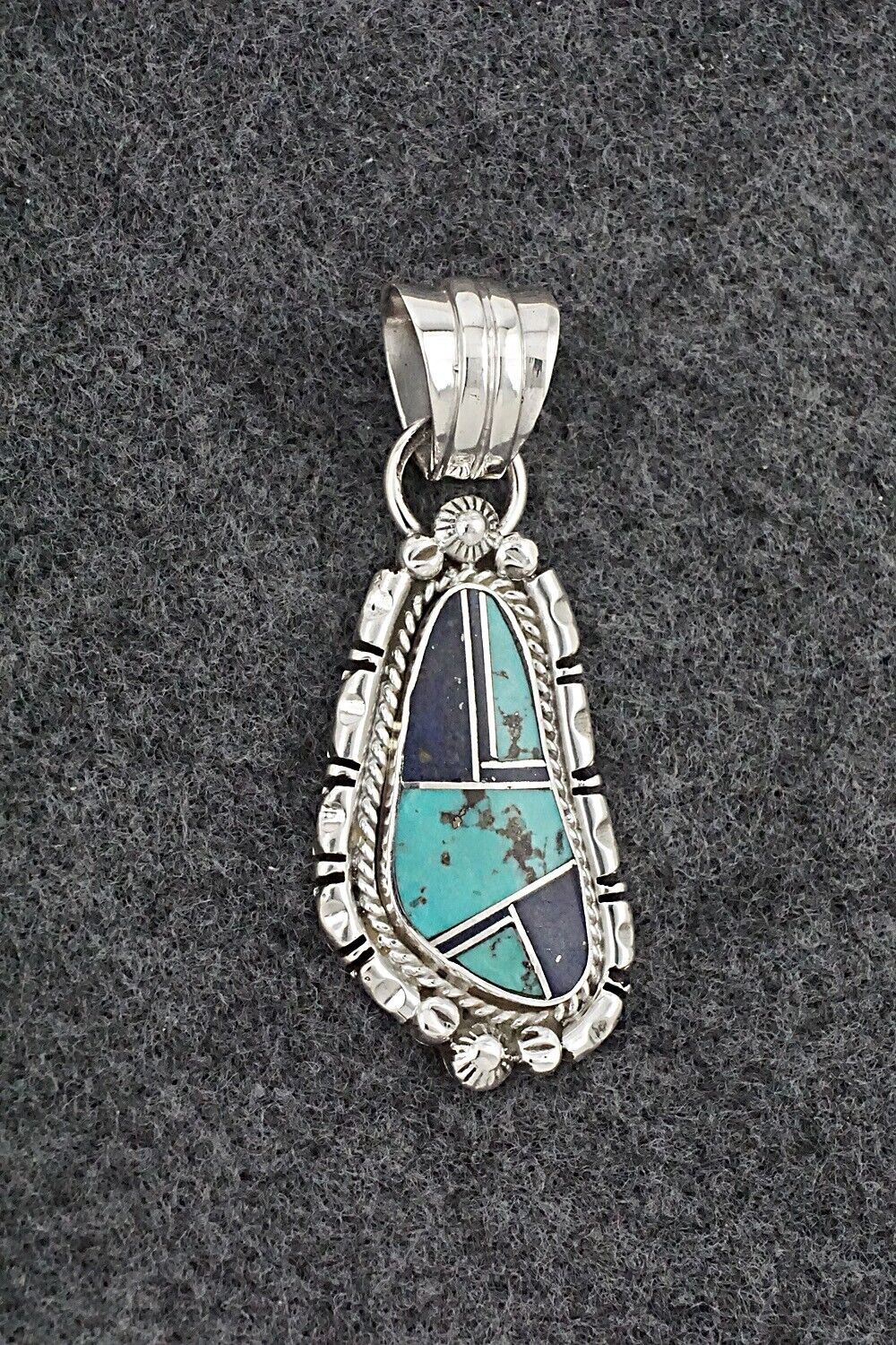 Turquoise, Lapis & Sterling Silver Pendant - James Manygoats