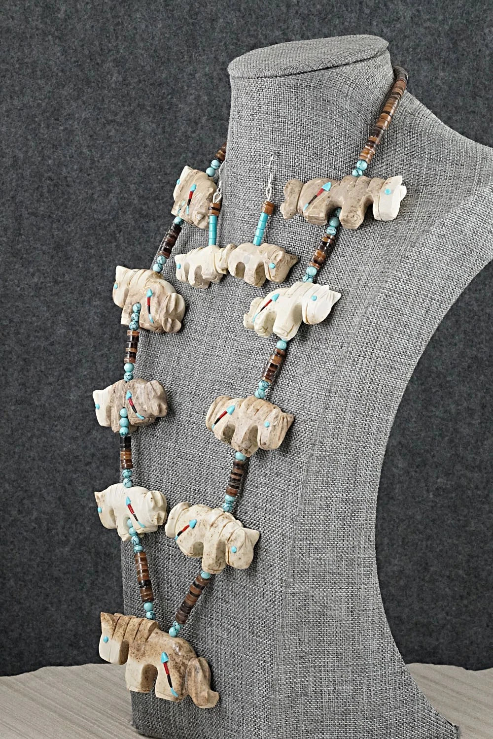 Multi-Stone Horse Fetish & Sterling Silver Necklace Set - Dannette Laate