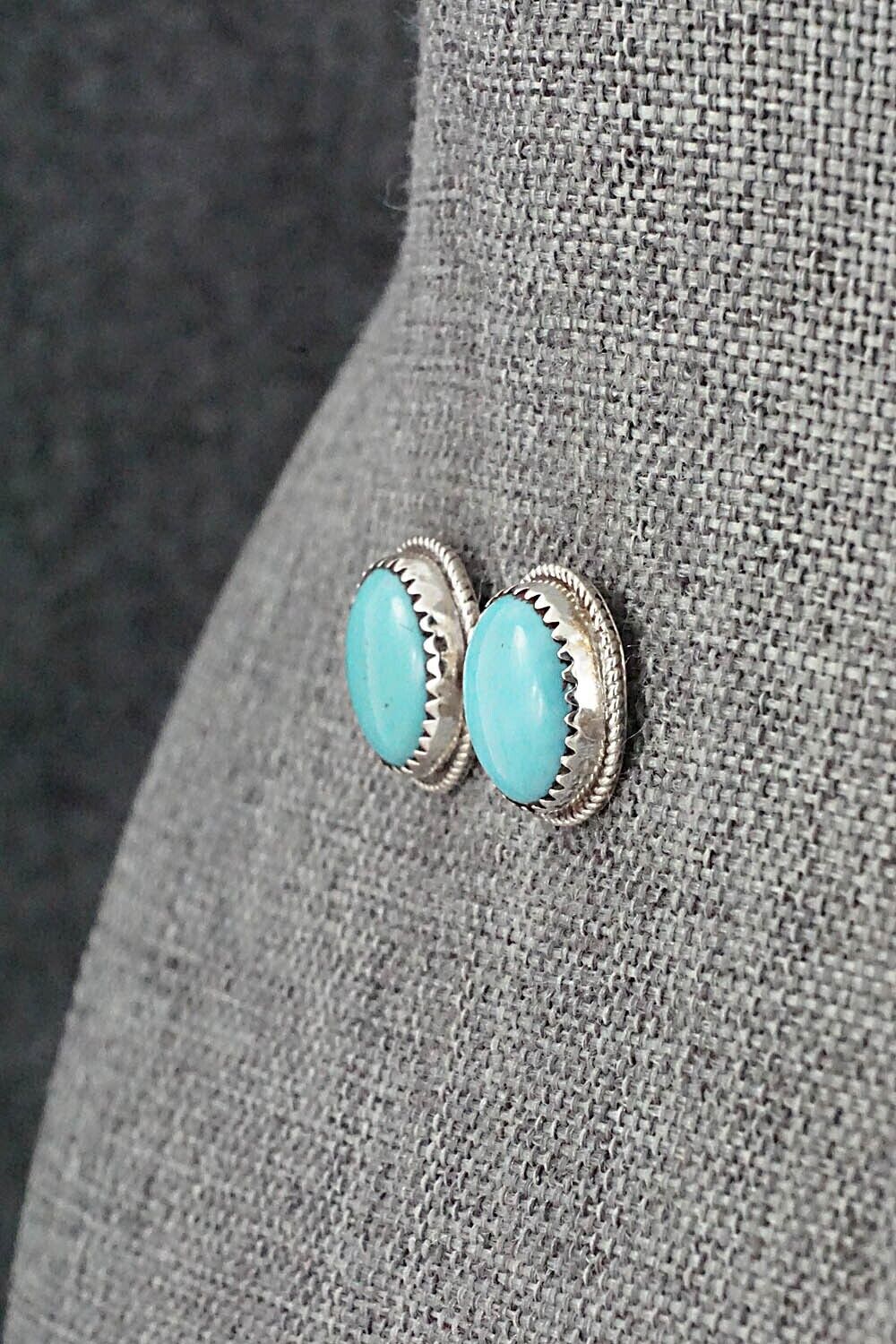 Turquoise & Sterling Silver Earrings - Ernest Hawthorne