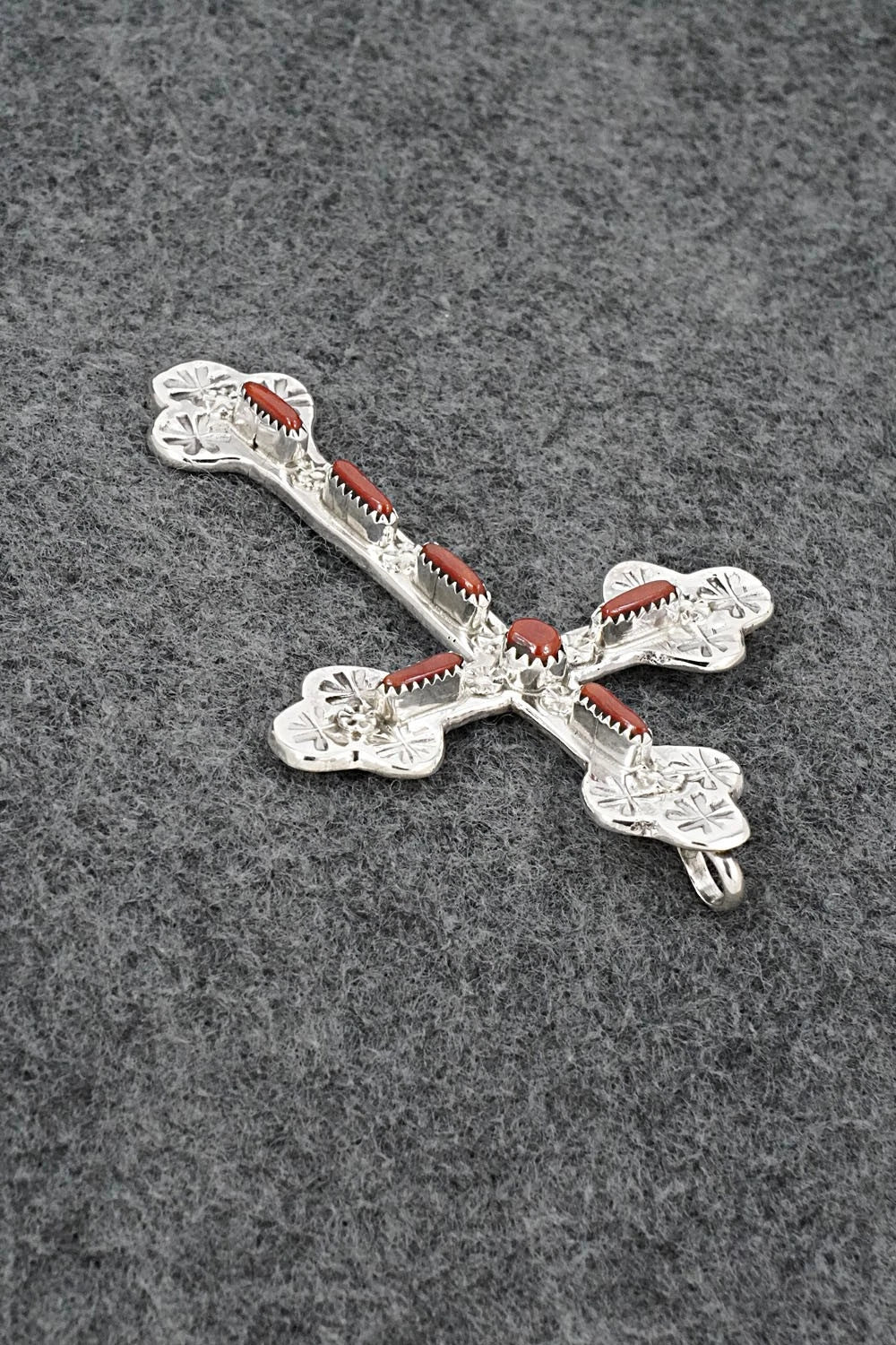 Coral & Sterling Silver Pendant - Murray Hannaweeka