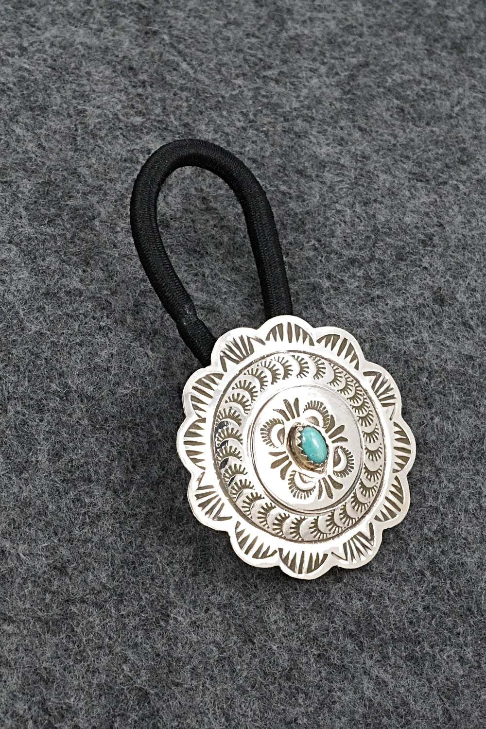 Turquoise & Sterling Silver Hair Tie - Bertha Begay