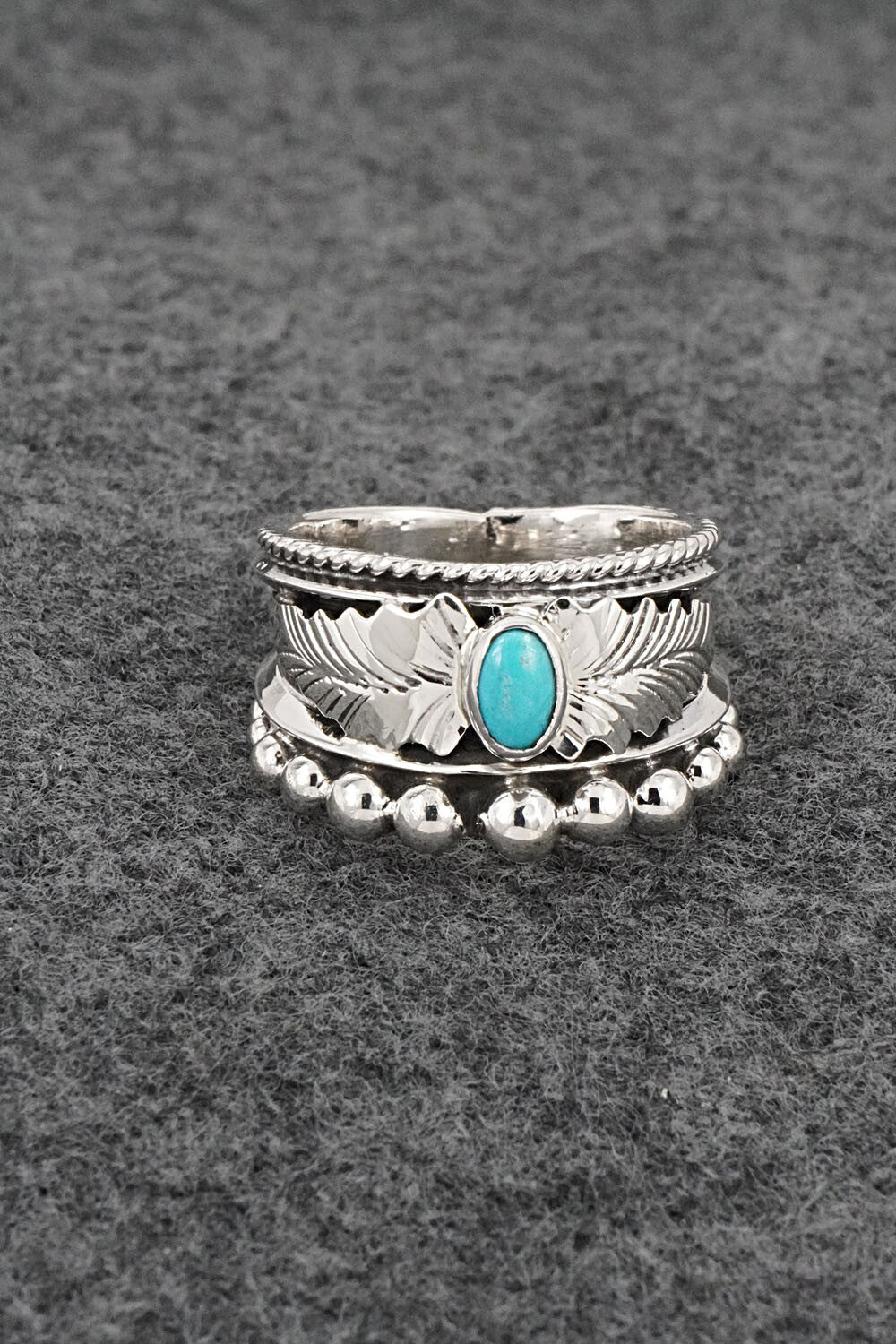 Turquoise & Sterling Silver Ring - Tom Lewis - Size 8.5