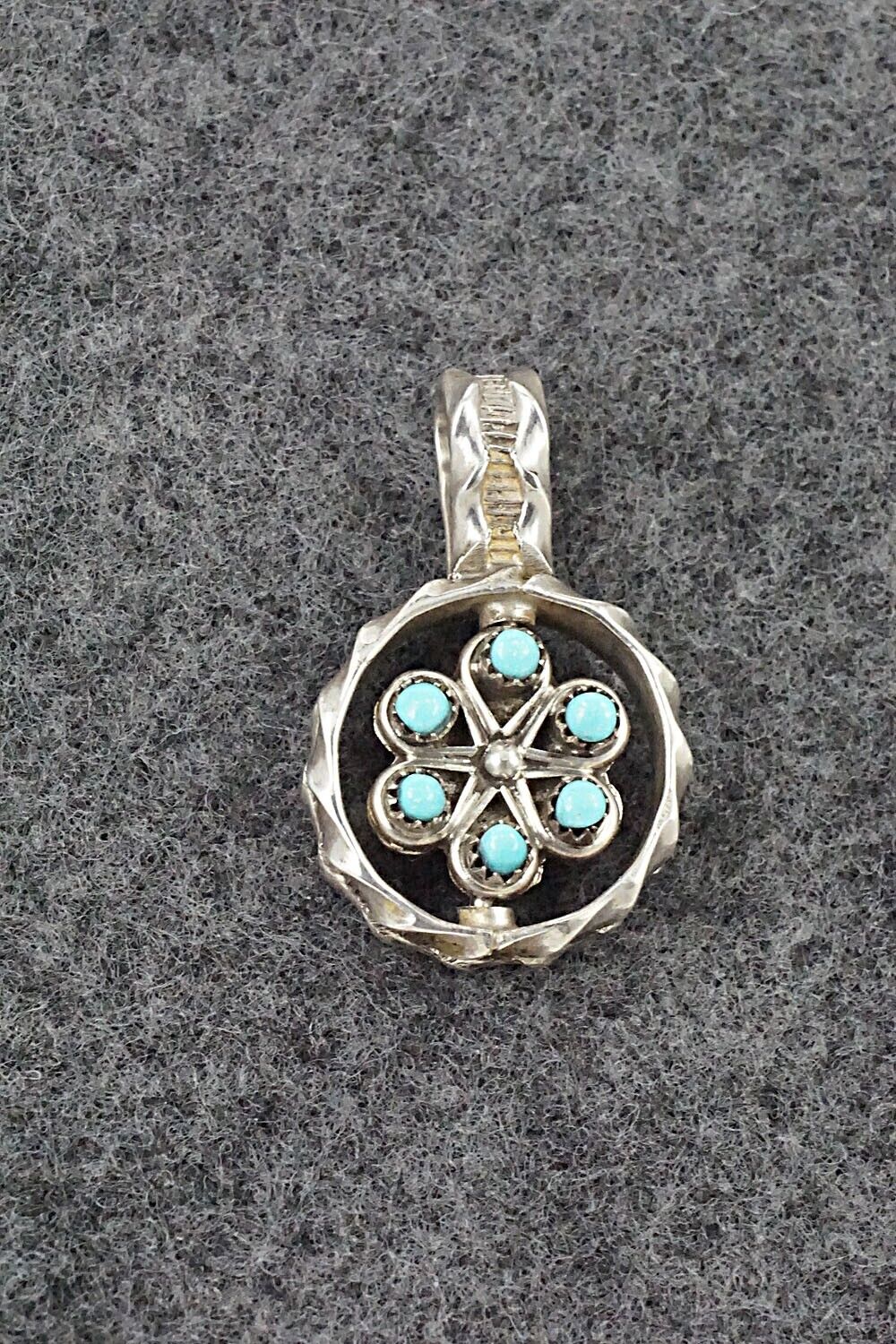 Coral, Turquoise & Sterling Silver Reversible Pendant - Wayne Johnson Sr.