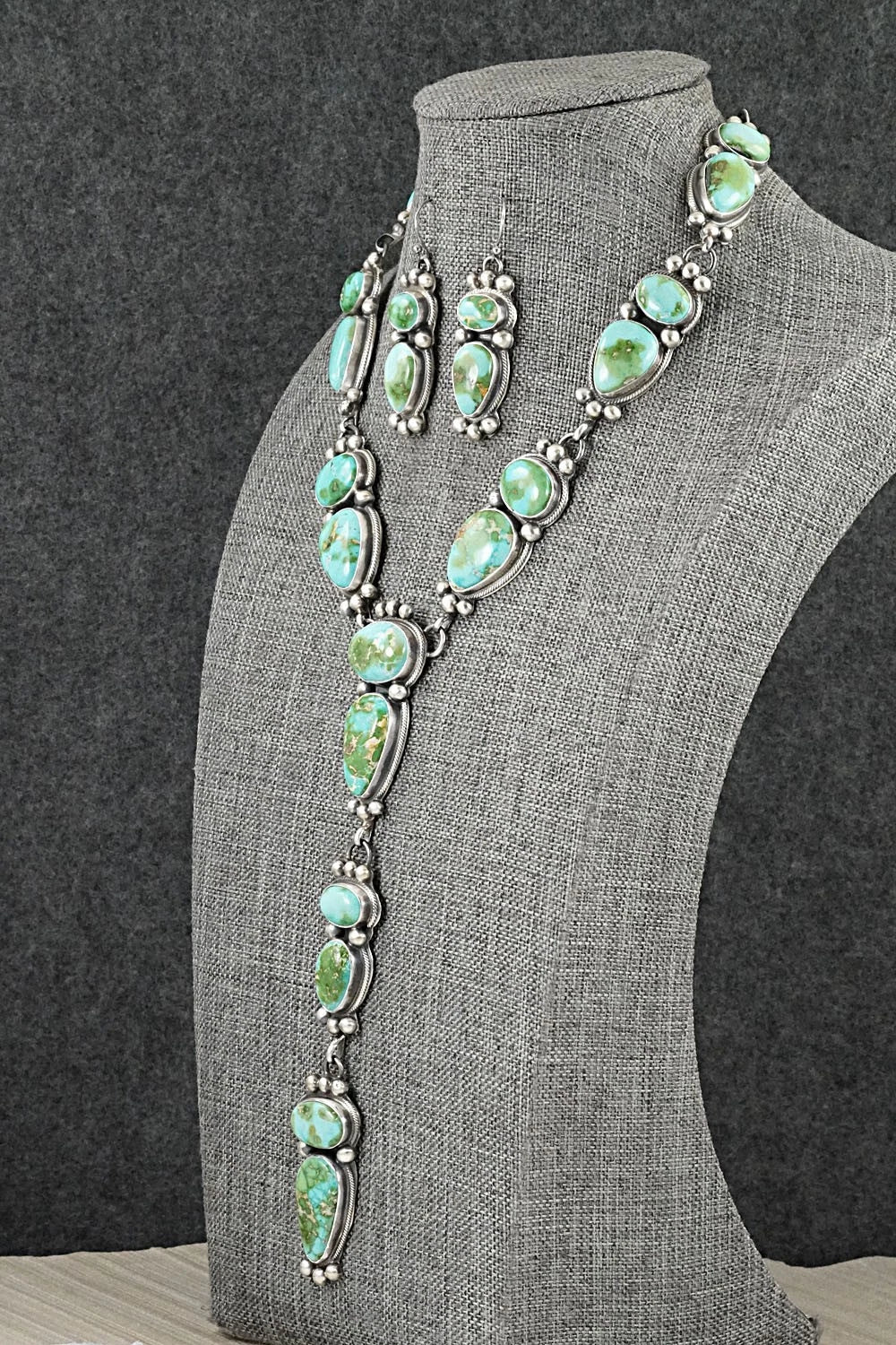Turquoise & Sterling Silver Necklace and Earrings Set - Kathleen Livingston