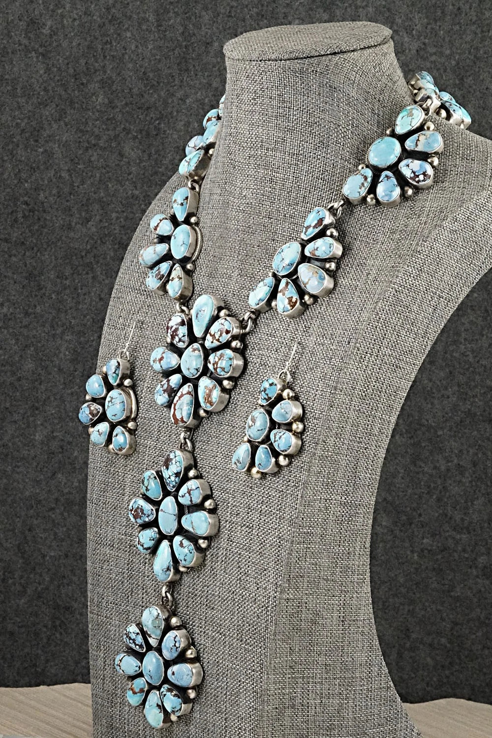 Turquoise & Sterling Silver Necklace and Earrings Set - Kathleen Livingston
