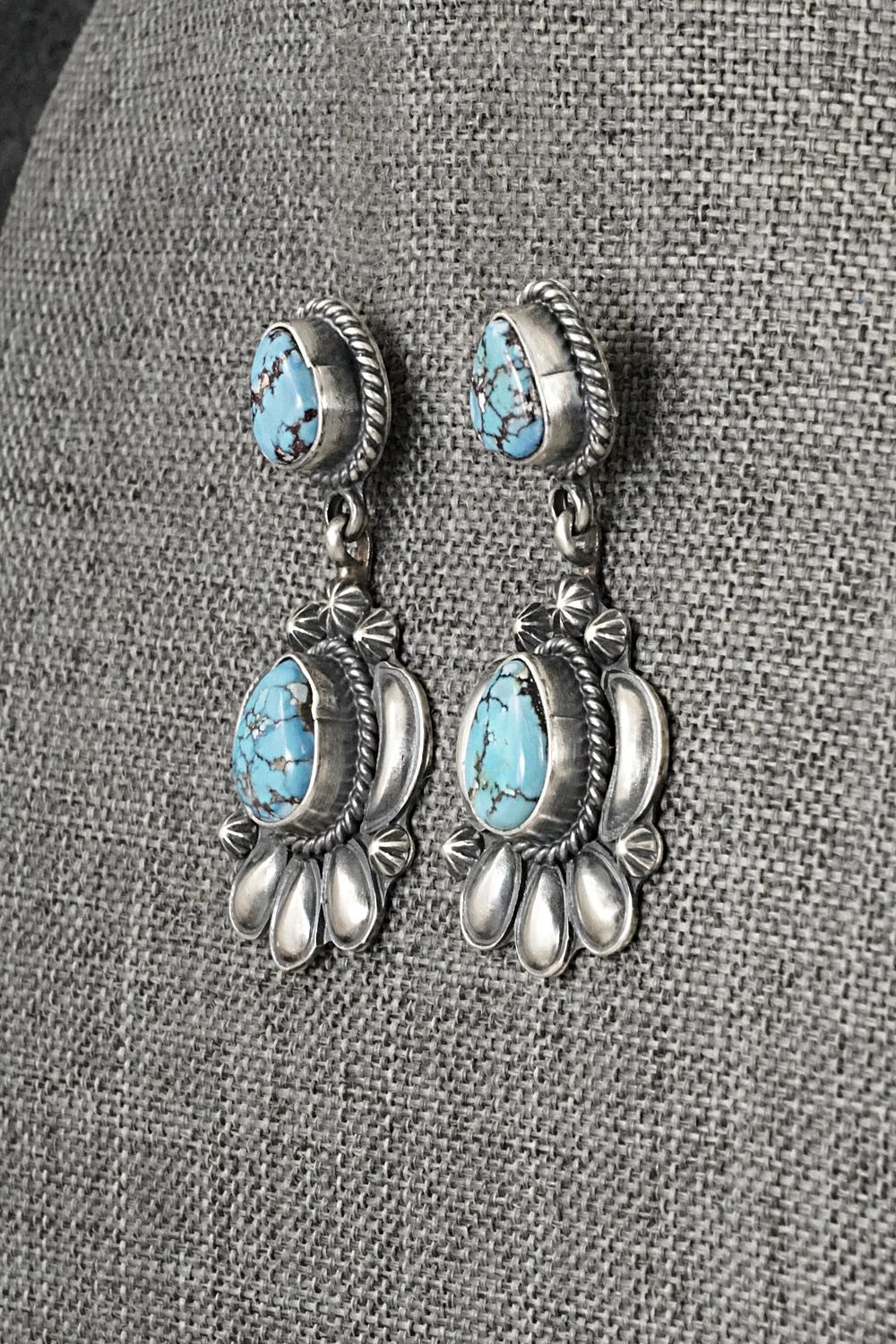 Turquoise & Sterling Silver Squash Blossom Set - Raymond Delgarito