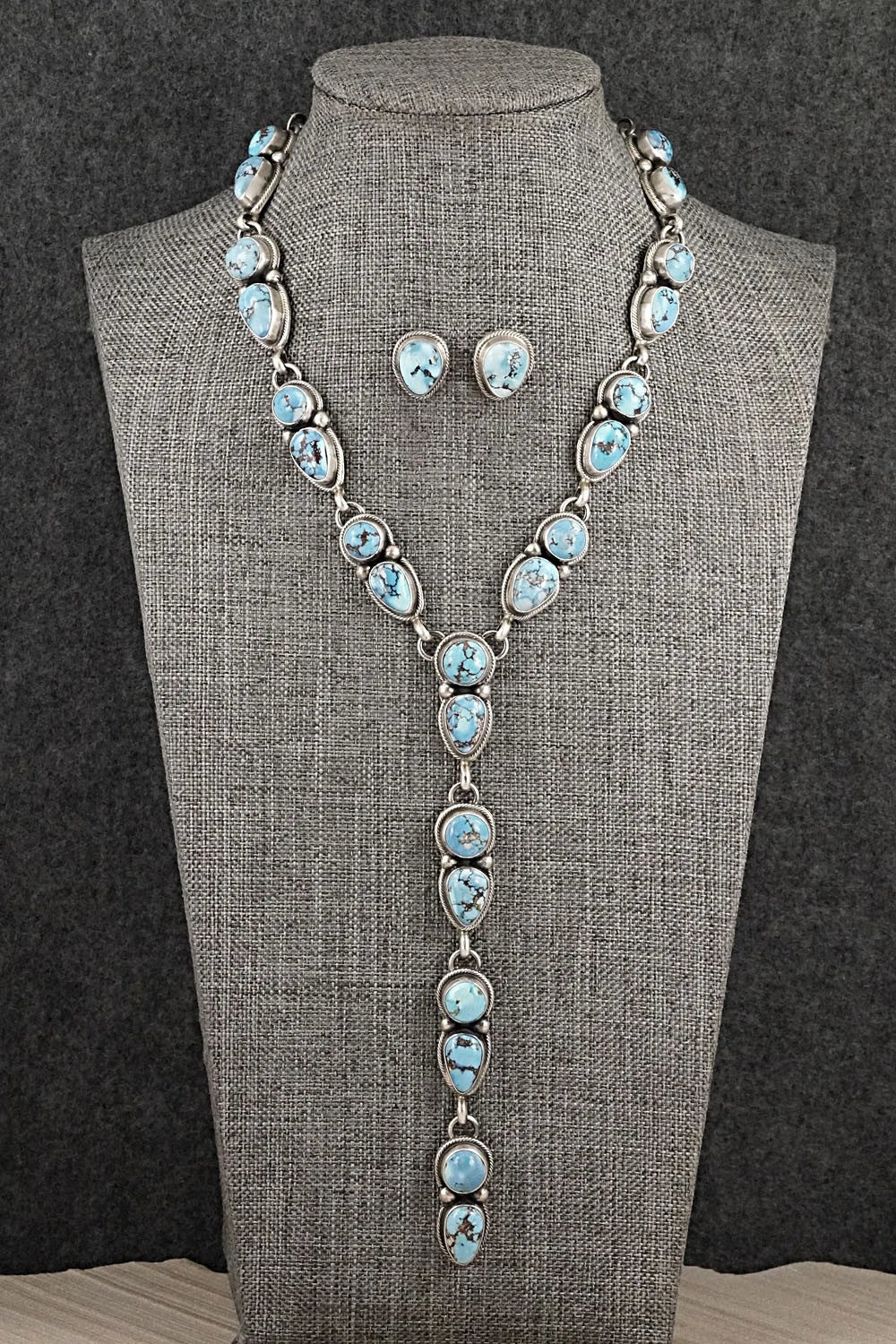 Turquoise & Sterling Silver Necklace and Earrings Set - Kathleen Livingston