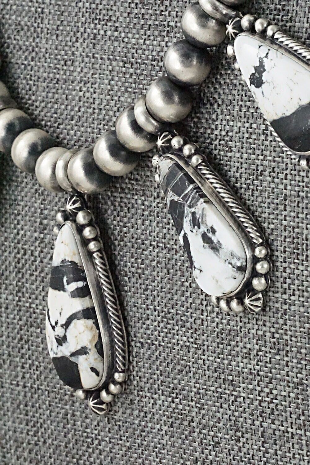 White Buffalo & Sterling Silver Necklace & Earrings Set - Diana Wylie