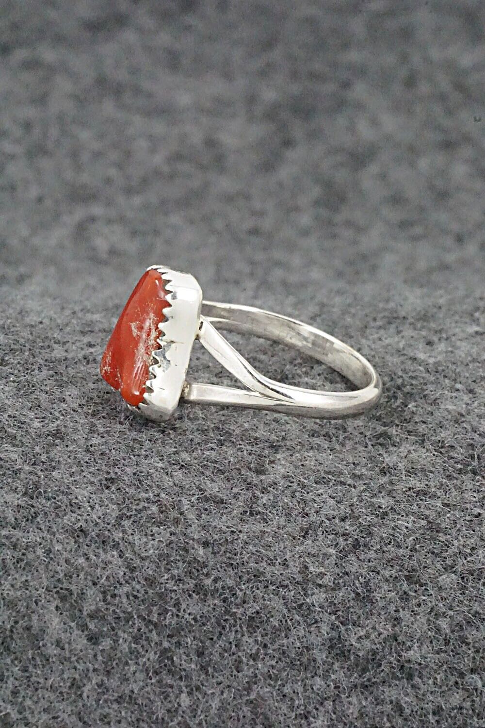 Coral & Sterling Silver Ring - Letricia Largo - Size 7