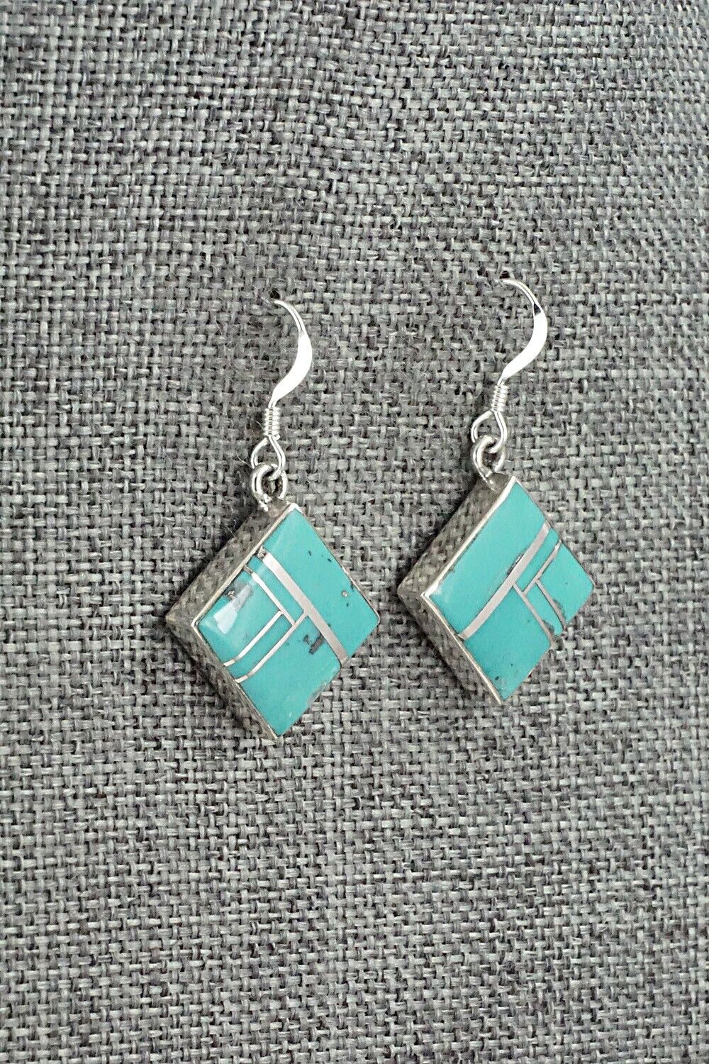 Turquoise & Sterling Silver Inlay Earrings - James Manygoats