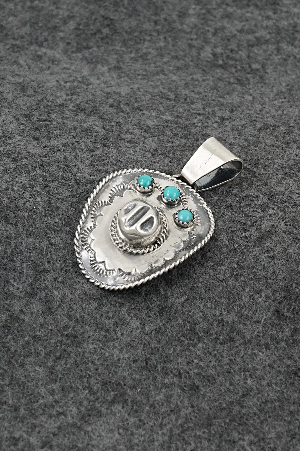 Turquoise & Sterling Silver Pendant - Bobby Platero