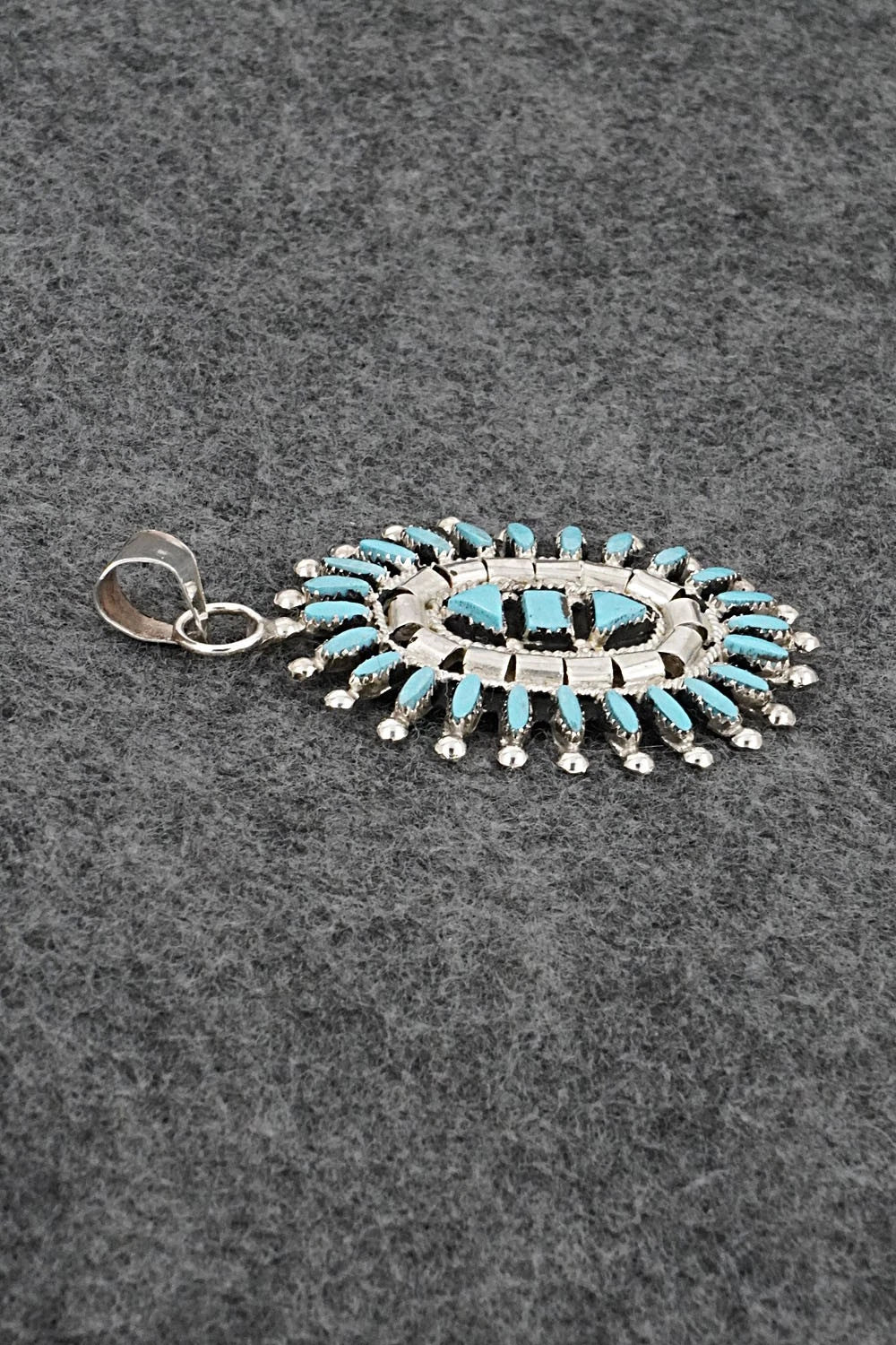 Turquoise & Sterling Silver Pendant - Evonne Hustito