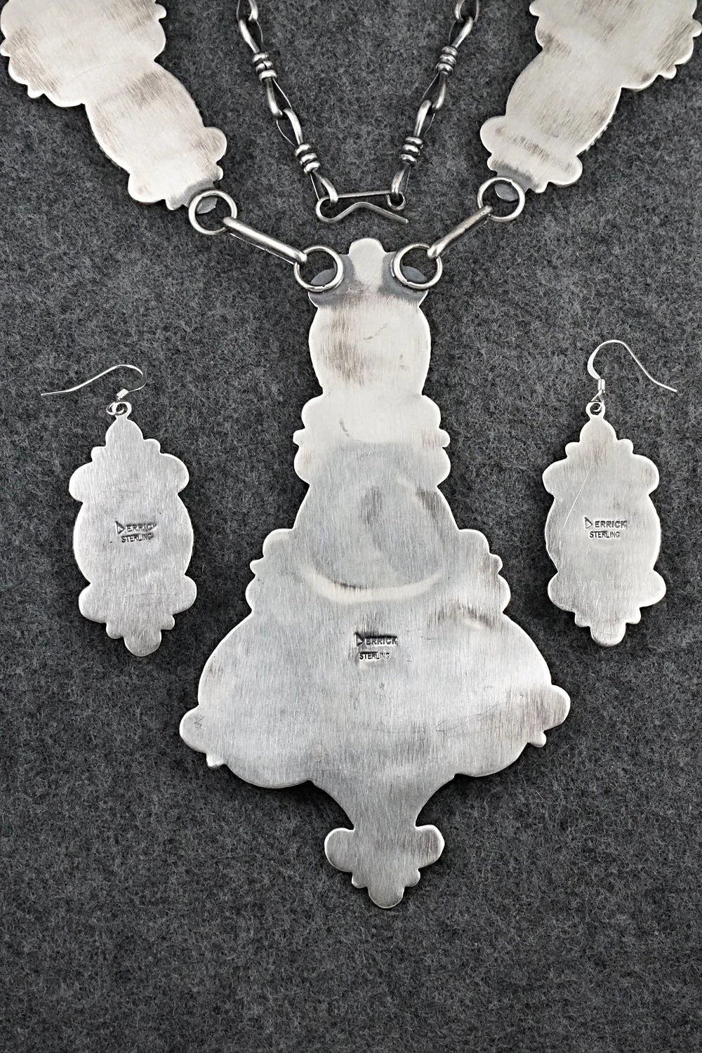 Turquoise & Sterling Silver Necklace and Earrings Set - Derrick Gordon