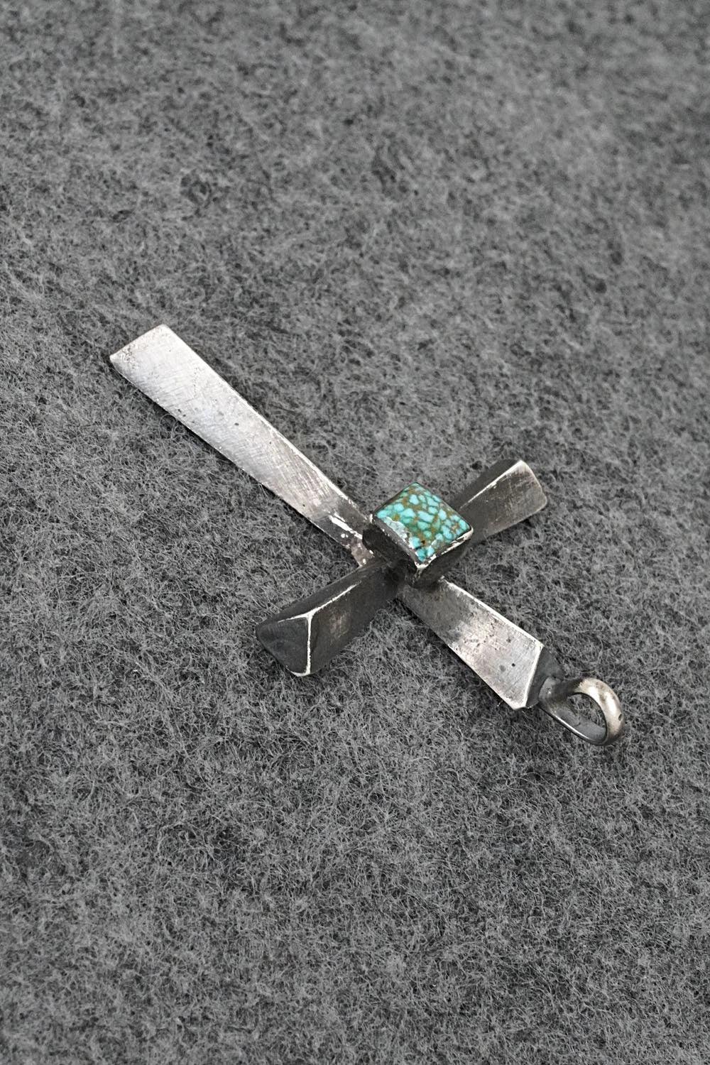 Turquoise & Sterling Silver Pendant - Raymond Bitsoi