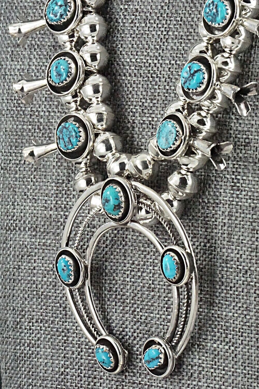 Turquoise & Sterling Silver Squash Blossom Set - Phil Garcia