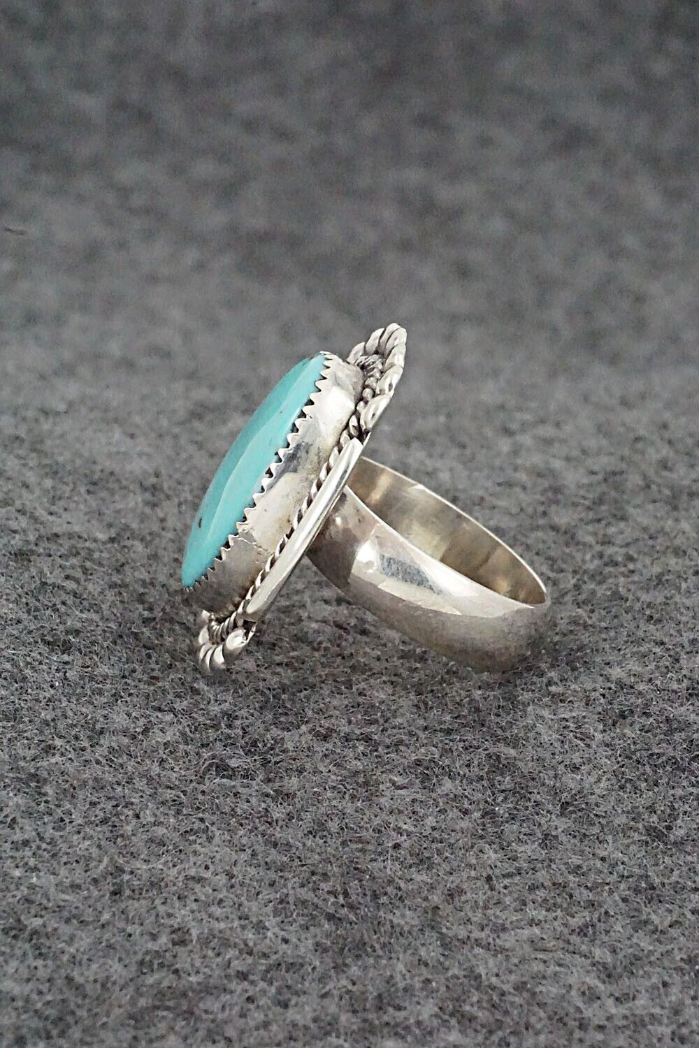 Turquoise & Sterling Silver Ring - Kenny Calavaza - Size 8.5