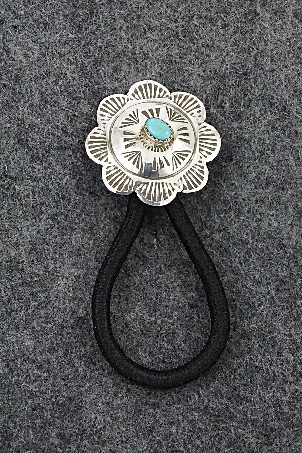 Turquoise & Sterling Silver Hair Tie - Bertha Begay