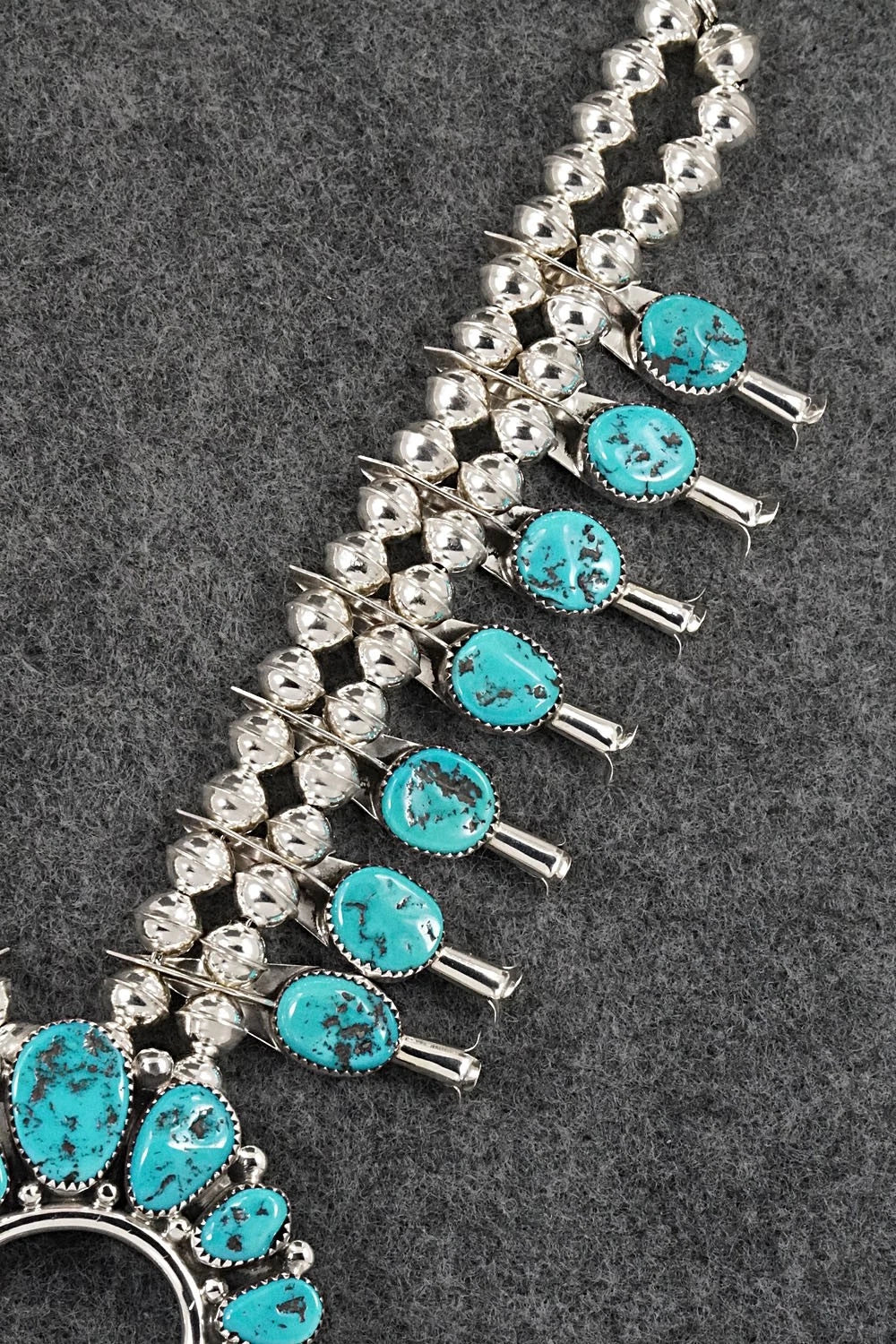 Turquoise & Sterling Silver Squash Blossom Set - Califreda Roanhorse