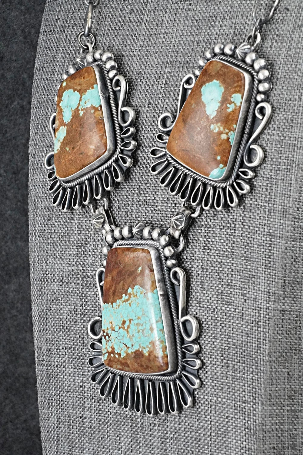 Turquoise & Sterling Silver Necklace and Earrings Set - Bob Becenti