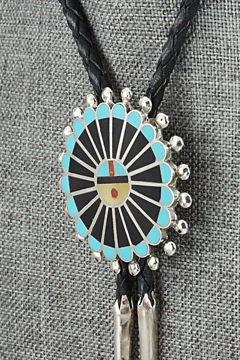 Multi-Stone & Sterling Silver Inlay Bolo Tie - Adrian Wallace