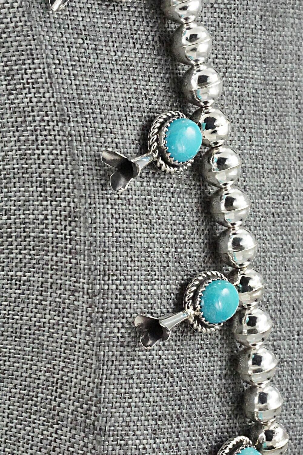 Turquoise & Sterling Silver Squash Blossom Necklace - Phil Garcia