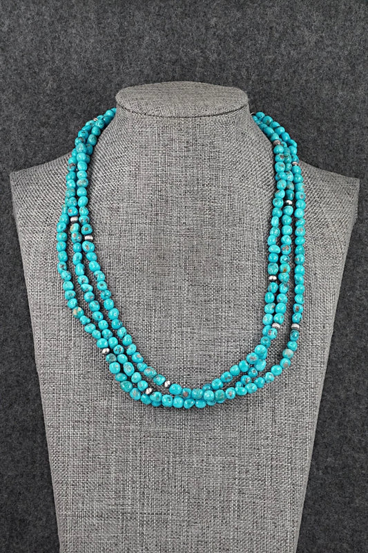 Turquoise & Sterling Silver Necklace - Theresa Skeets