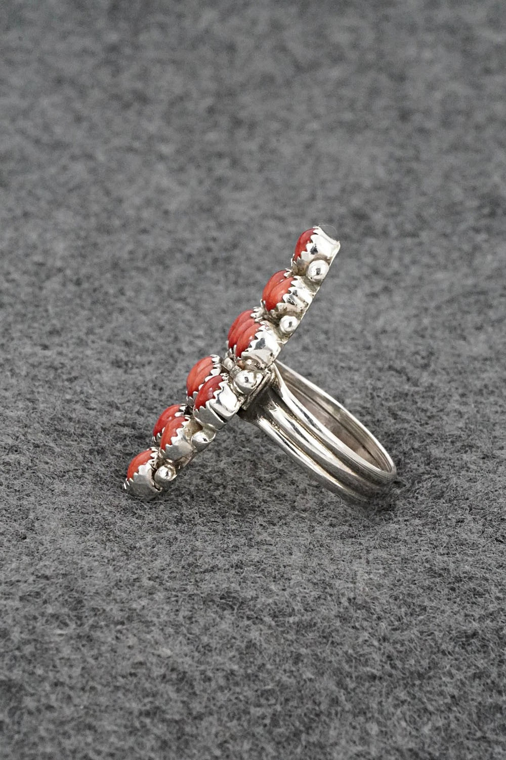 Spiny Oyster & Sterling Silver Ring - Priscilla Reeder - Size 9.5