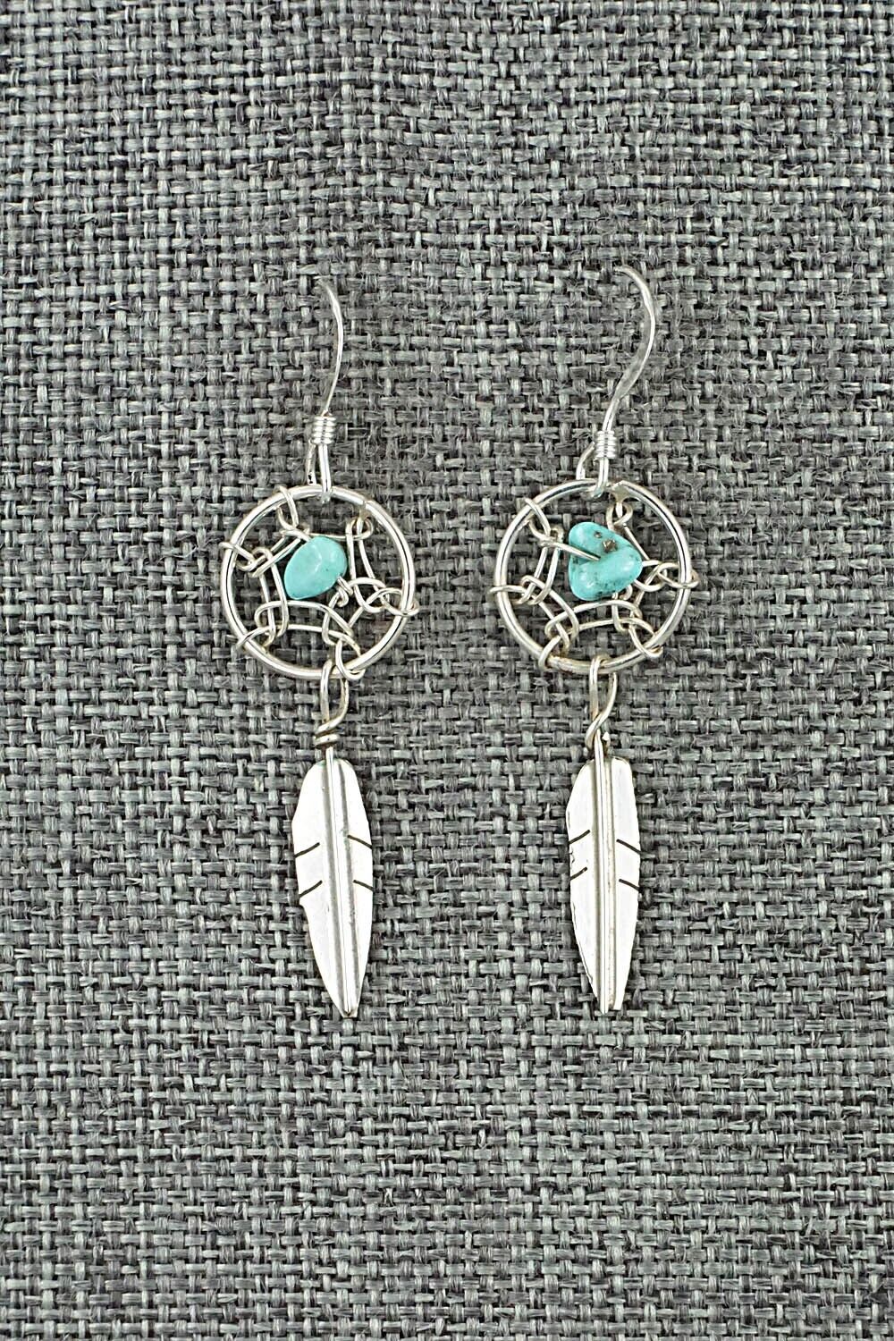 Turquoise & Sterling Silver Earrings - Lorenzo Arviso Jr.