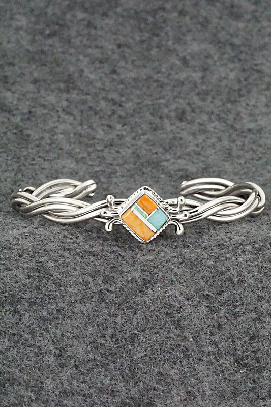 Spiny Oyster, Opalite & Sterling Silver Bracelet - James Manygoats