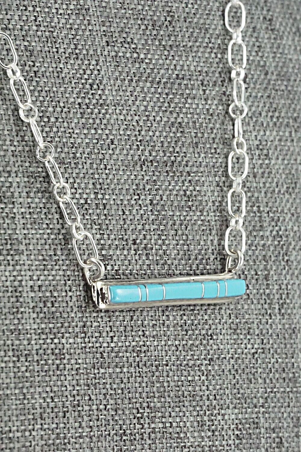 Turquoise & Sterling Silver Necklace - Roland Natachu