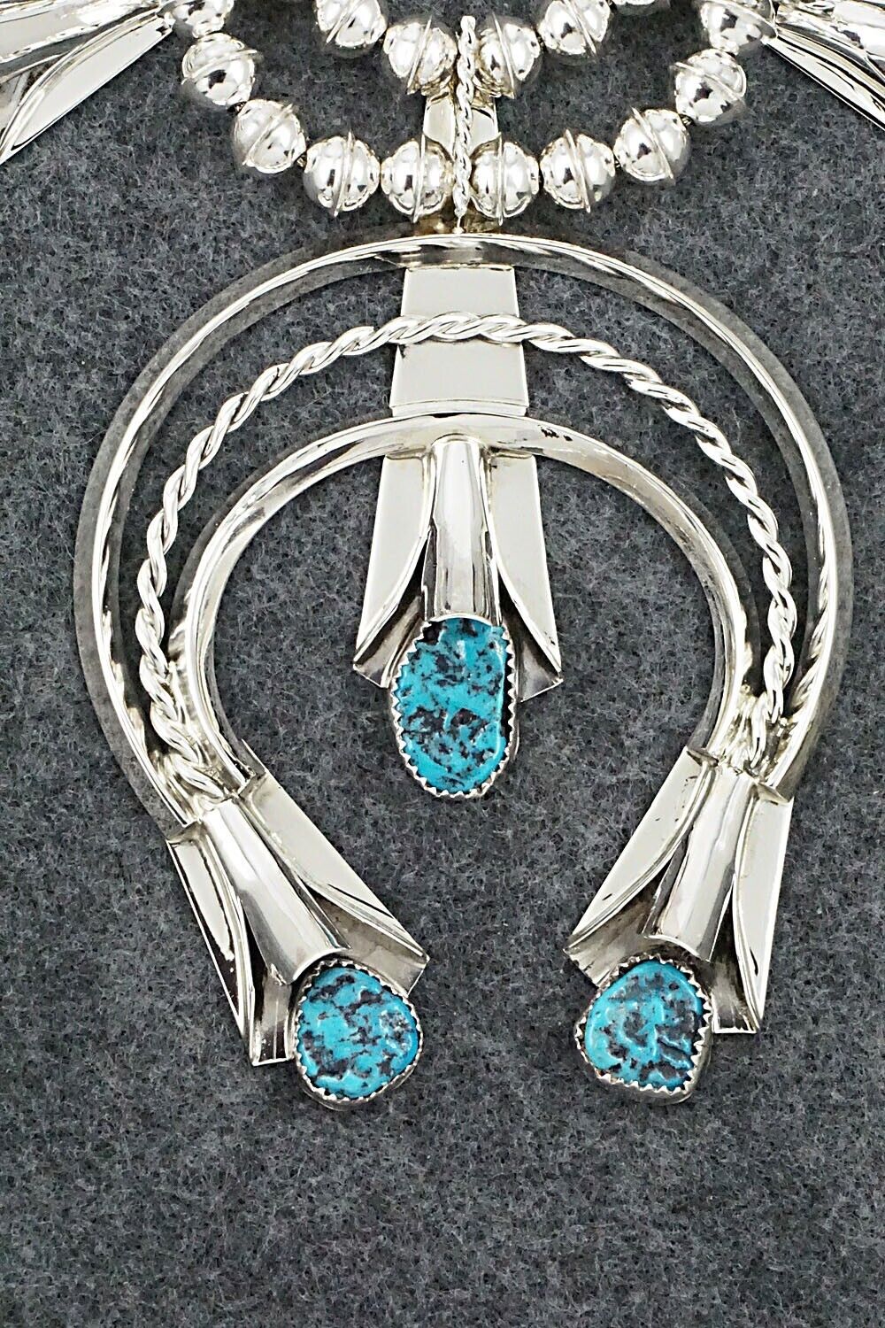 Turquoise & Sterling Silver Squash Blossom Set - Louise Yazzie