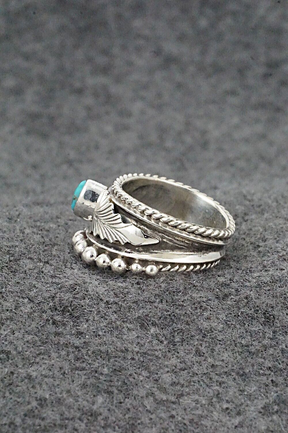 Turquoise & Sterling Silver Ring - Tom Lewis - Size 8.75
