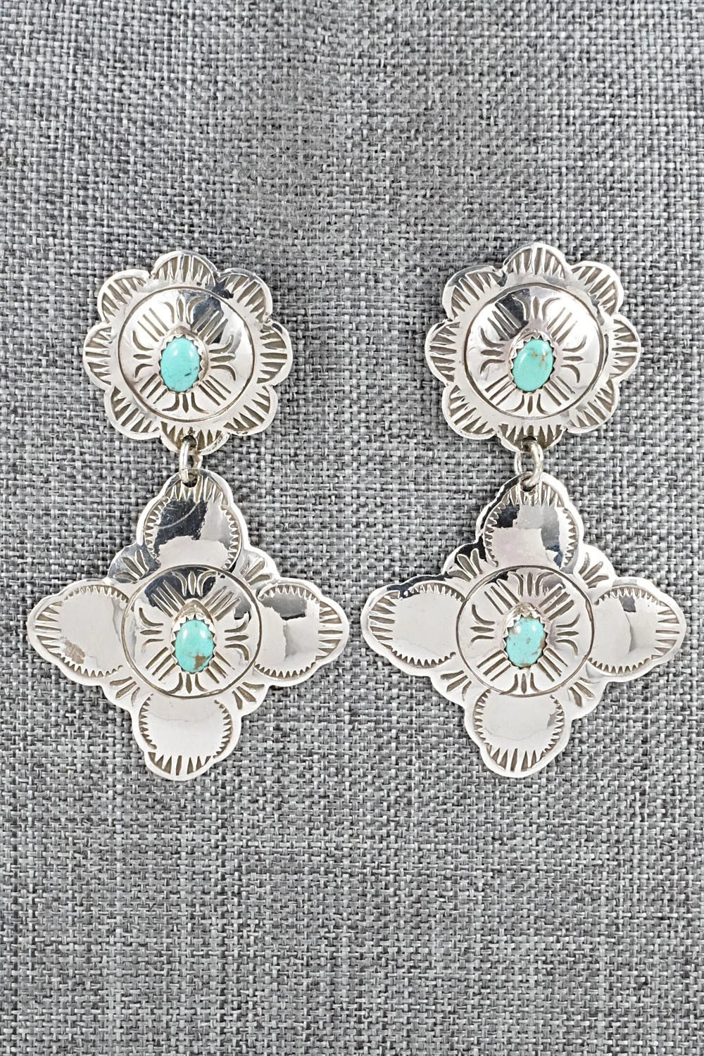 Turquoise & Sterling Silver Earrings - Bertha Begay