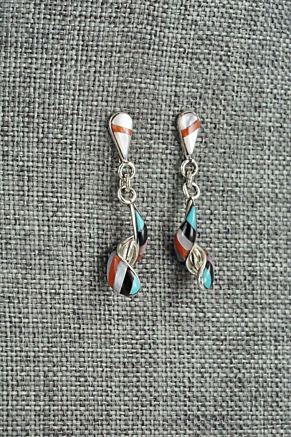 Multi-Stone & Sterling Silver Inlay Earrings - Idella Edaakie