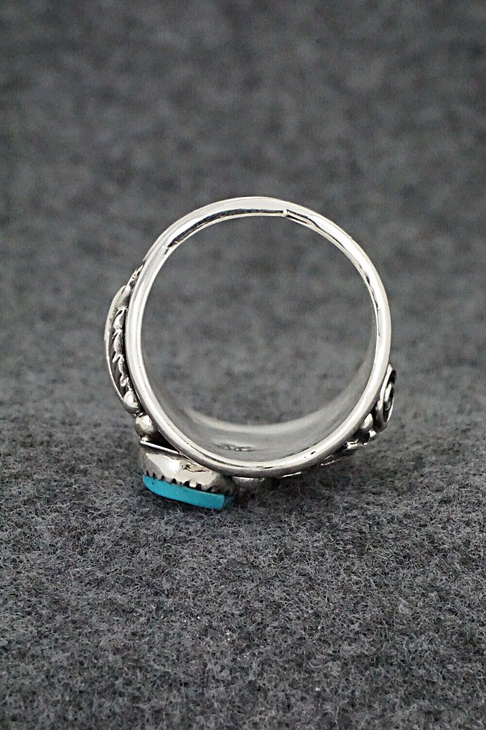Turquoise, Coral & Sterling Silver Ring - Jeannette Saunders - Size 13