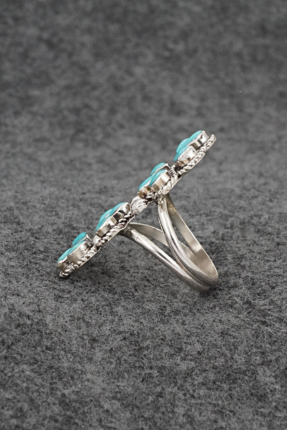 Turquoise & Sterling Silver Ring - Carol Lateyice - Size 9.5