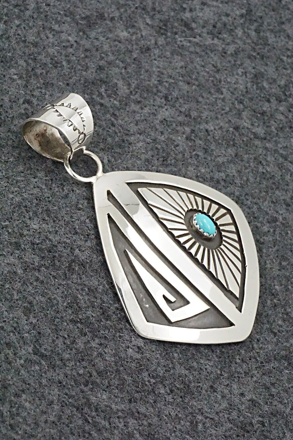 Turquoise and Sterling Silver Pendant - Rosco Scott