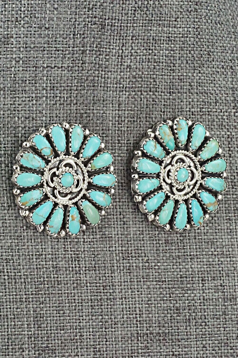 Turquoise and Sterling Silver Earrings - Zeita Begay