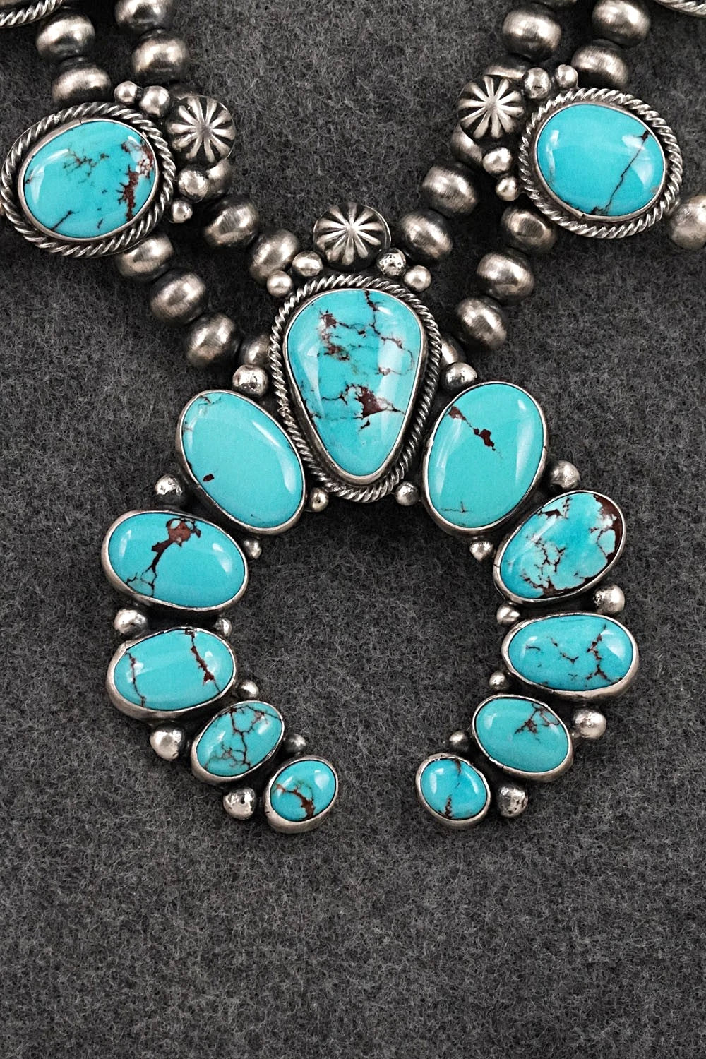 Turquoise & Sterling Silver Squash Blossom Set - Bobby Johnson